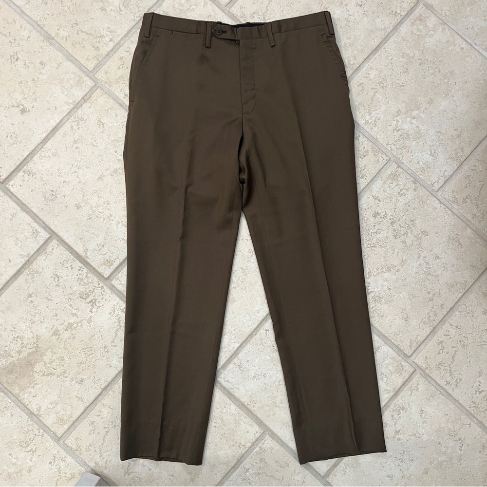 Kiton Brown Men's wool Dress Trousers